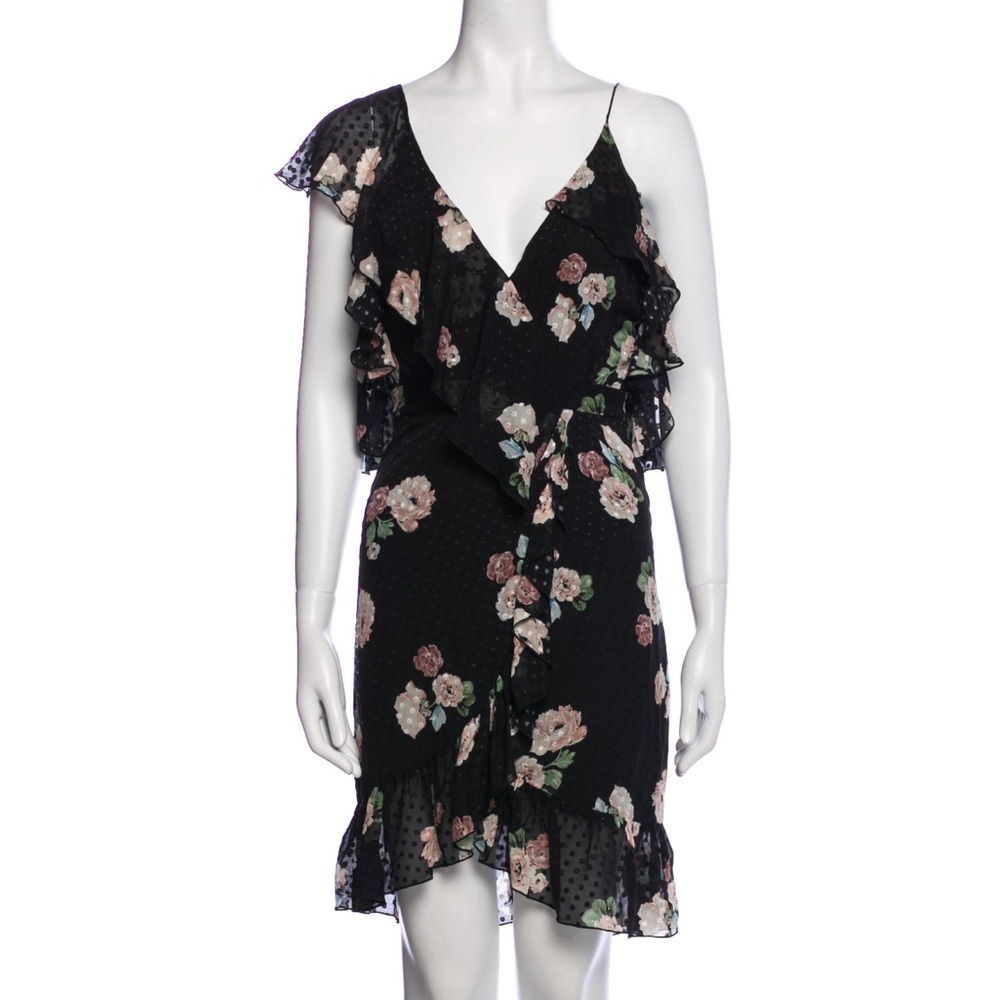 Nicholas Silk Wrap Dress Ruffle Off Shoulder Floral 2